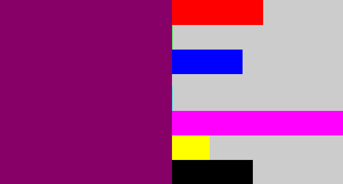 Hex color #860068 - red violet