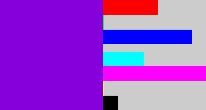 Hex color #8600db - violet