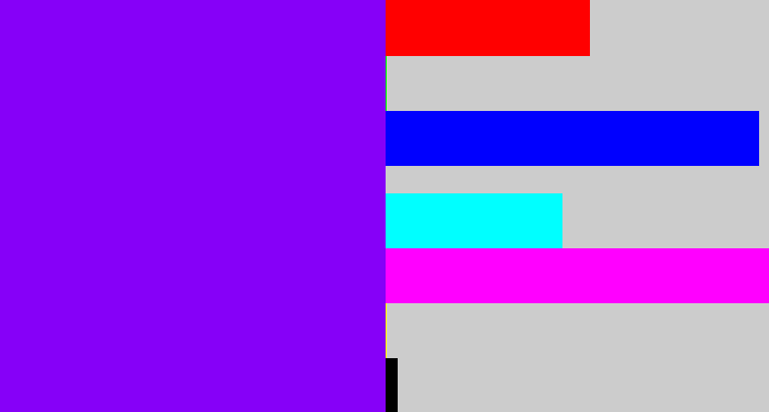 Hex color #8600f8 - vivid purple
