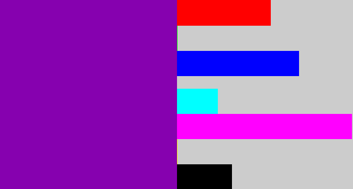 Hex color #8601af - barney purple