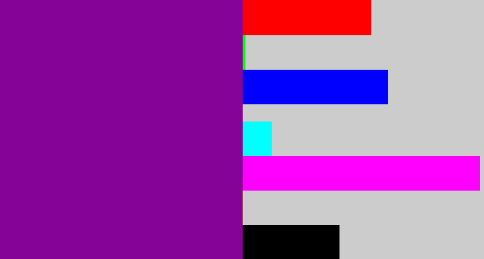 Hex color #860398 - barney purple