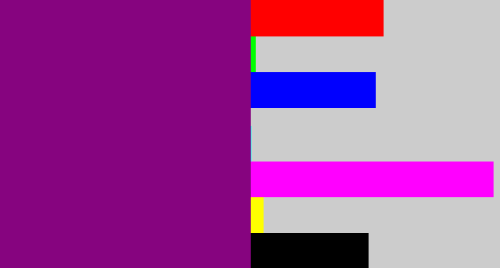 Hex color #86047f - darkish purple
