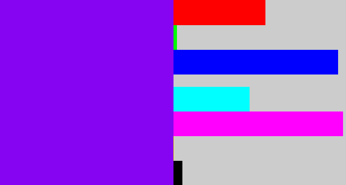Hex color #8604f1 - vivid purple