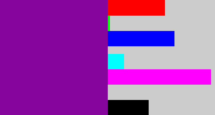 Hex color #86069d - purple