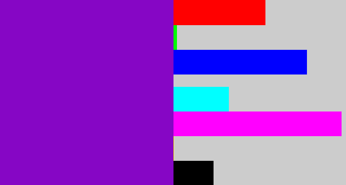 Hex color #8606c5 - violet