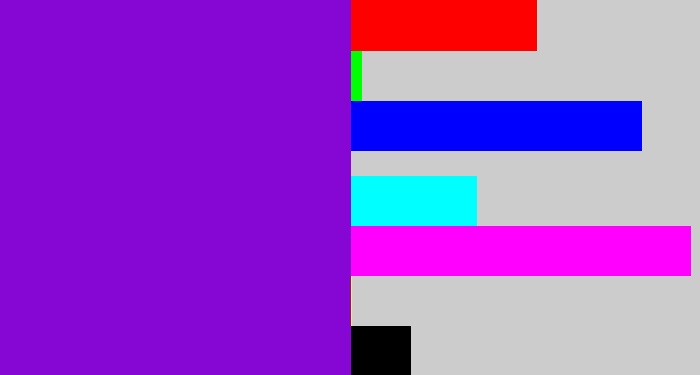 Hex color #8607d3 - violet