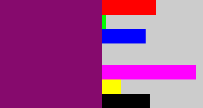 Hex color #860a6d - darkish purple