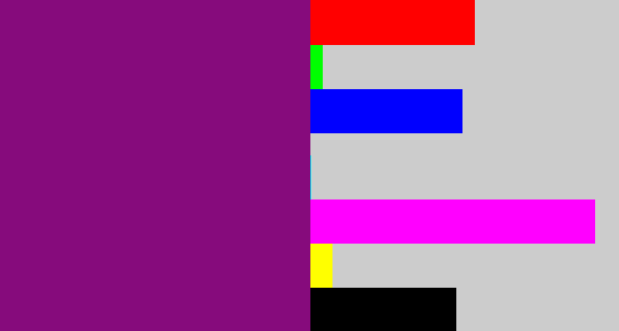 Hex color #860b7c - darkish purple