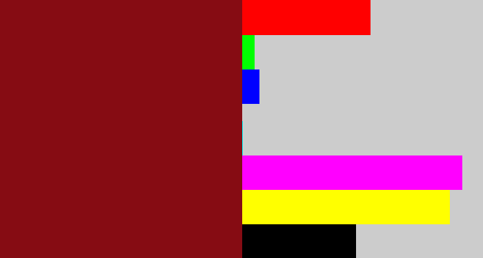 Hex color #860c13 - crimson
