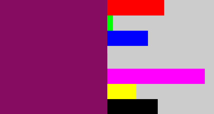 Hex color #860c62 - reddish purple
