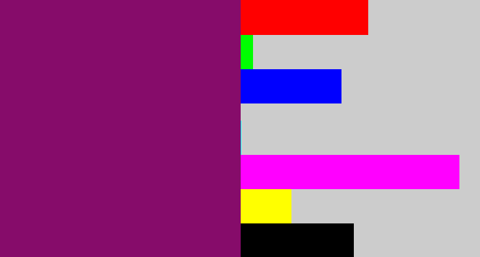 Hex color #860c6a - darkish purple