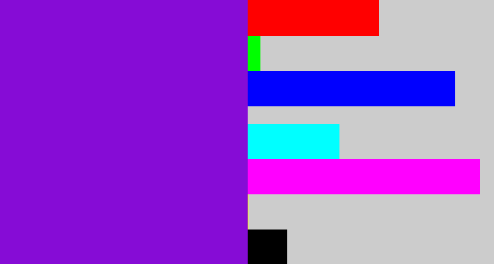 Hex color #860cd6 - violet