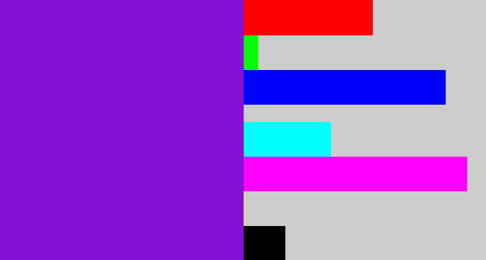 Hex color #8610d3 - violet