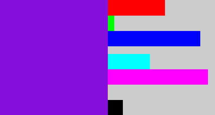 Hex color #8610db - violet
