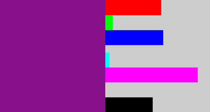 Hex color #86118b - purple
