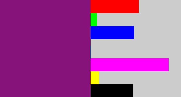 Hex color #86137a - darkish purple