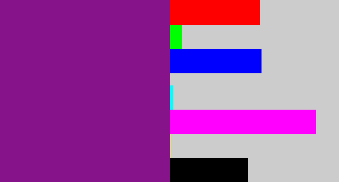 Hex color #861389 - purple