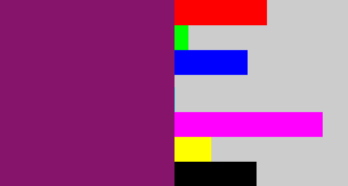 Hex color #86146a - darkish purple