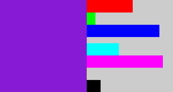 Hex color #861ad5 - violet