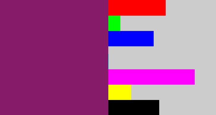 Hex color #861b6a - darkish purple