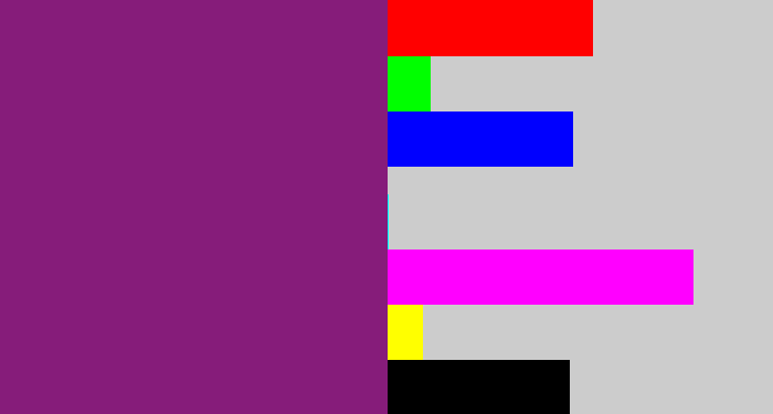 Hex color #861c7a - darkish purple