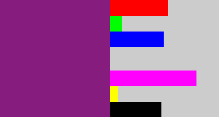 Hex color #861c7d - darkish purple