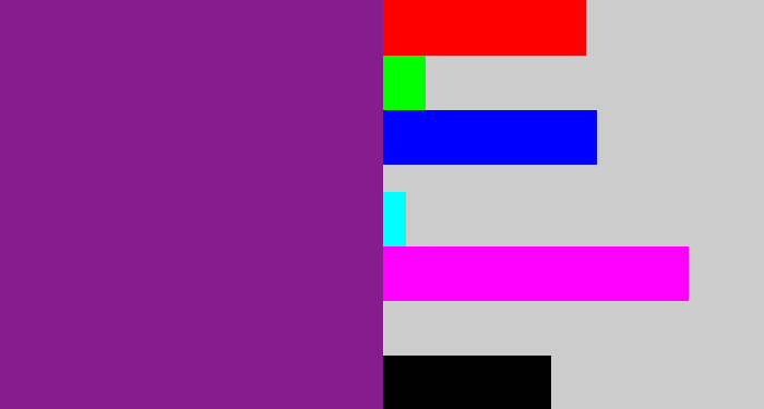 Hex color #861c8e - purple