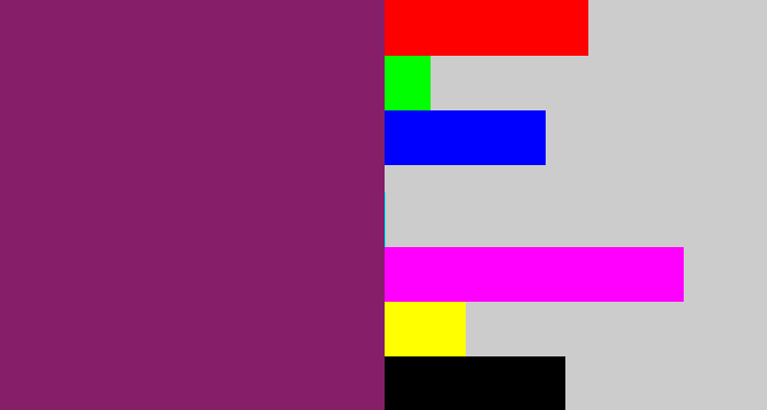 Hex color #861e6a - darkish purple