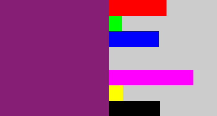 Hex color #861e75 - darkish purple