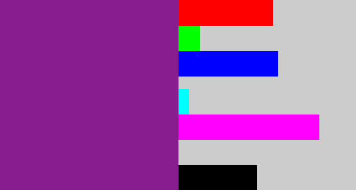 Hex color #861e8f - purple