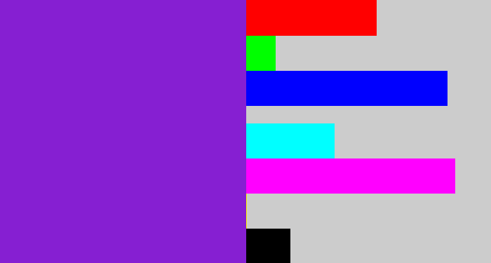 Hex color #861fd2 - violet