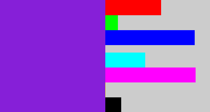 Hex color #861fd8 - violet