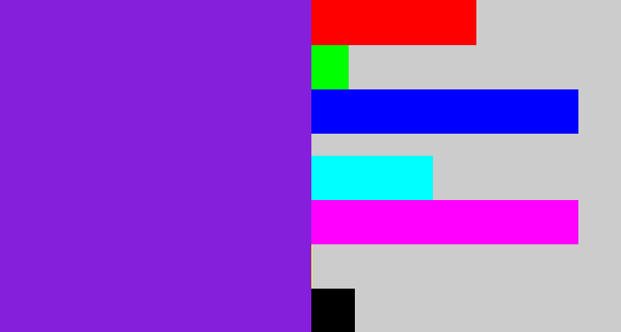 Hex color #861fdb - violet