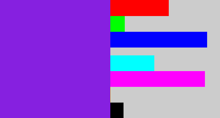 Hex color #8620e0 - violet