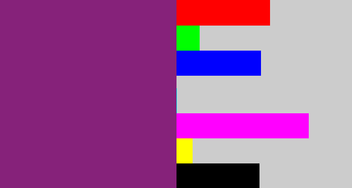 Hex color #86227a - darkish purple
