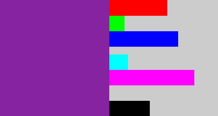 Hex color #8623a1 - purple