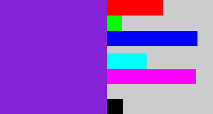 Hex color #8623d9 - violet