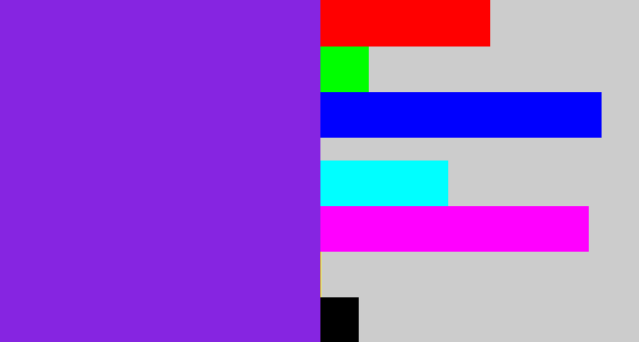 Hex color #8625e1 - bluish purple