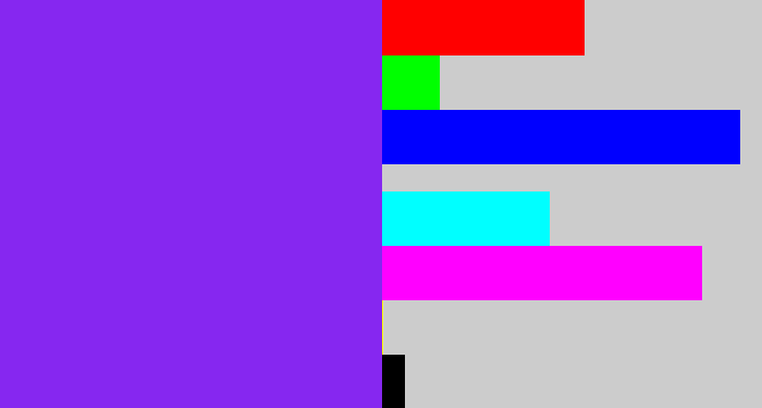 Hex color #8627f0 - bluish purple