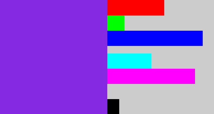 Hex color #8629e3 - bluish purple