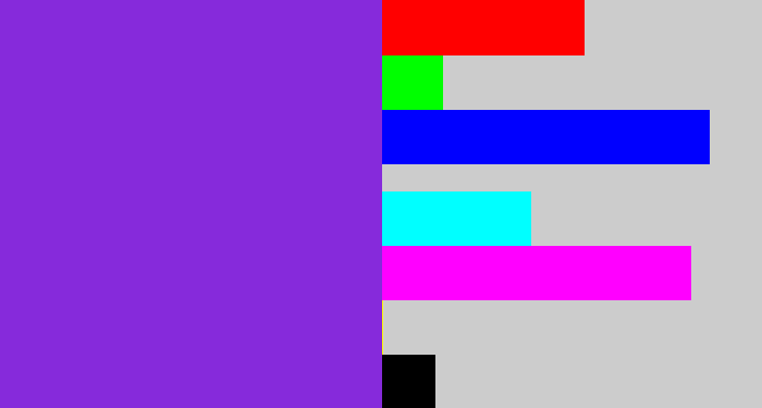 Hex color #862adb - bluish purple