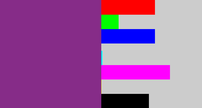 Hex color #862c88 - warm purple