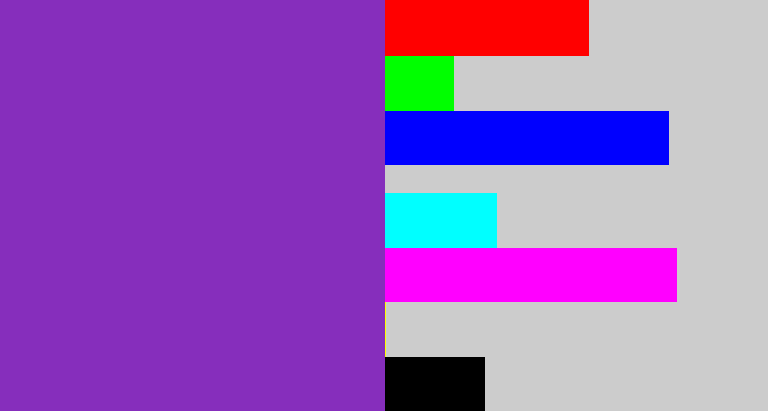 Hex color #862ebc - purply