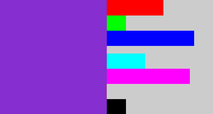 Hex color #862ed0 - bluish purple