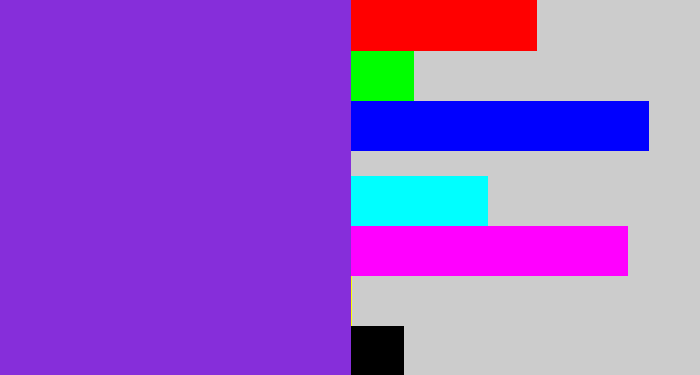 Hex color #862eda - bluish purple