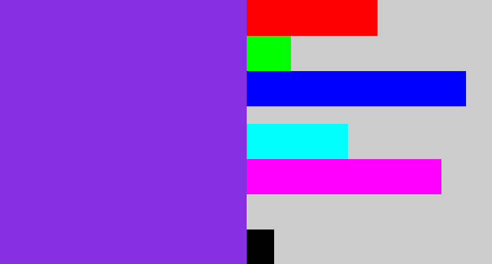 Hex color #862fe3 - bluish purple