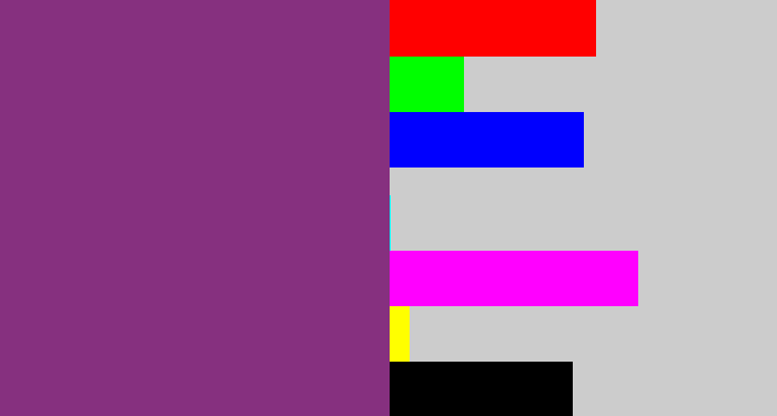 Hex color #86307f - warm purple