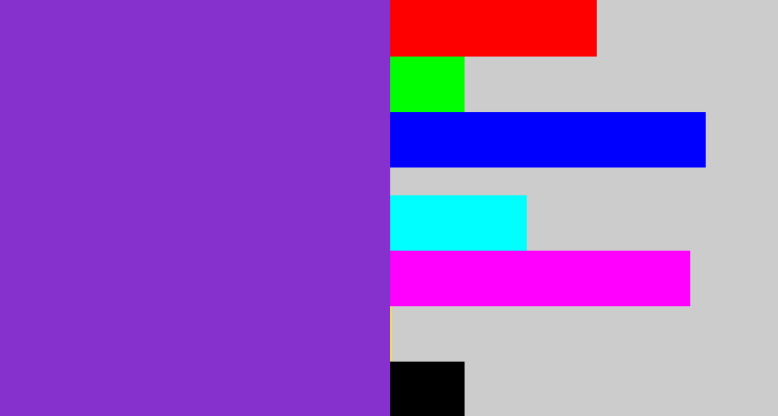 Hex color #8630ce - bluish purple