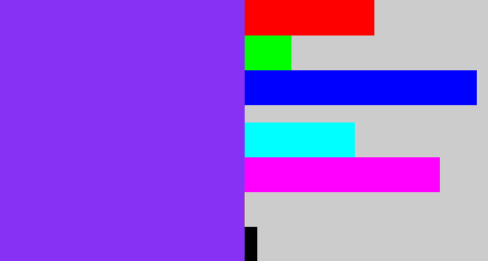 Hex color #8631f3 - bluish purple