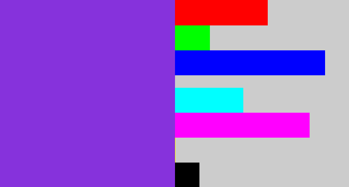 Hex color #8632dc - bluish purple
